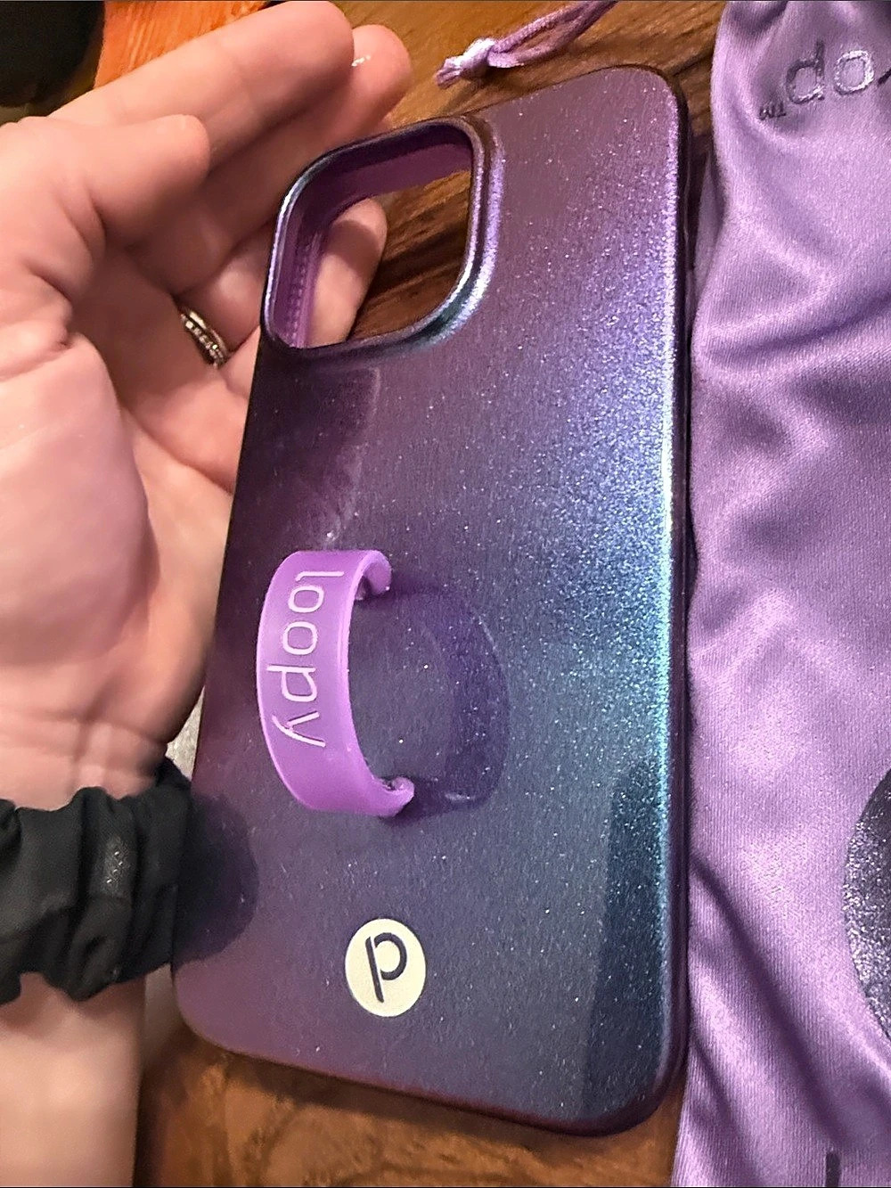 loopy Glitter Phone Case in Purple & Blue